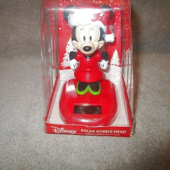 Disney Minnie Mouse Solar Powered Dancing Bobblehead Toy Christmas Holiday NEW - Picture 3 of 8